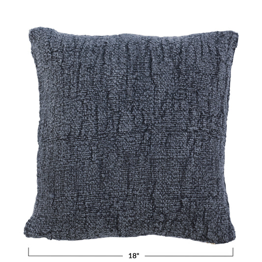 18" Stonewashed Silk & Woven Cotton Pillow, Polyester Fill