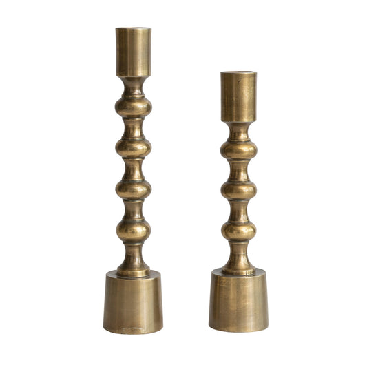 Cast Aluminum Taper Holders, Antique Gold Finish