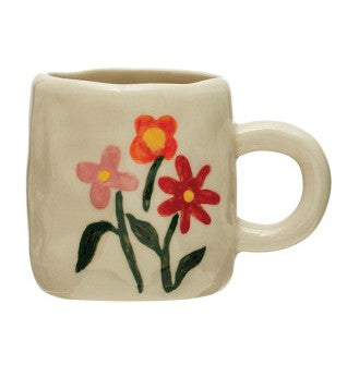 3 - 6 oz. Hand-Painted Stoneware Espresso/Child's Mug, 8 Styles (Each One Will Vary)