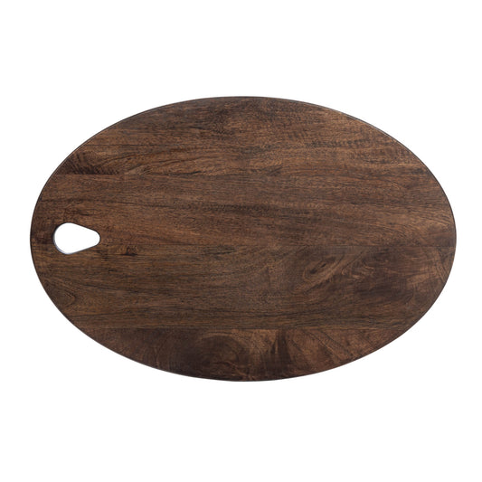 Oval Mango Wood Cheese/Cutting Board w/ Handle, Black