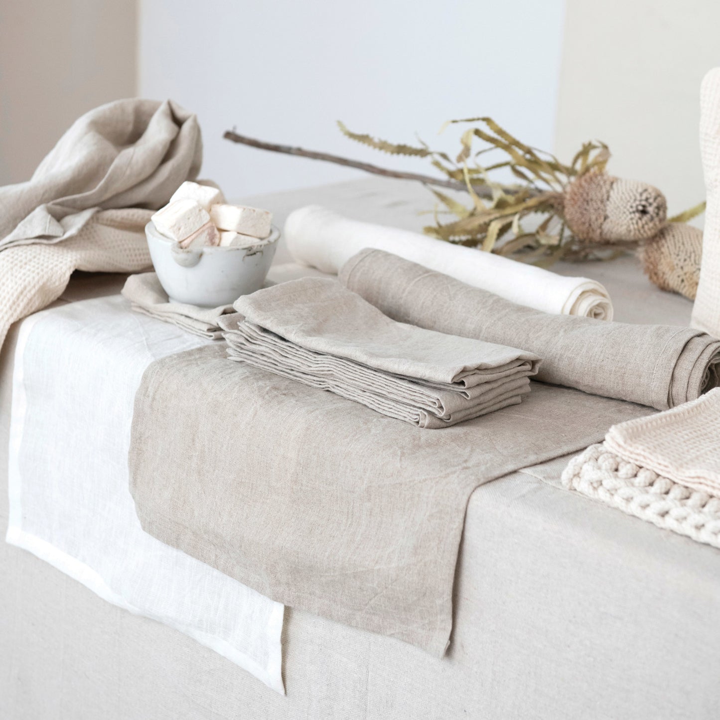 Stonewashed Linen Table Runner