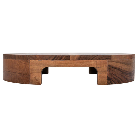Acacia Wood Pedestal w/ Handles, Natural