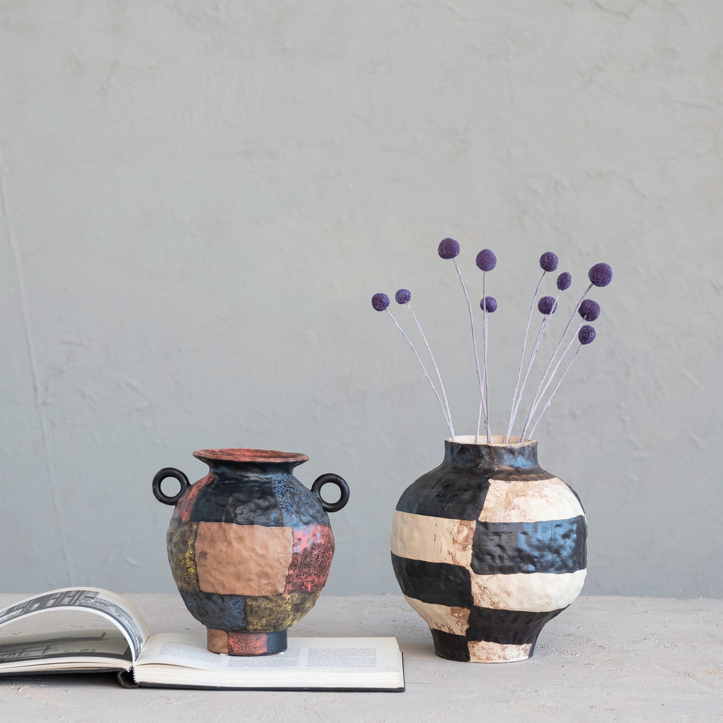 Hand-Painted Textured Stoneware Vase