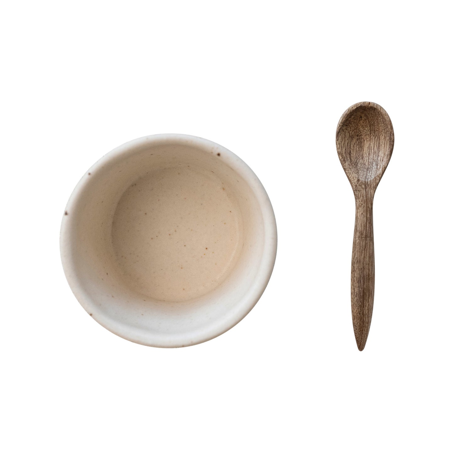 Stoneware Bowl w/ Mango Wood Spoon