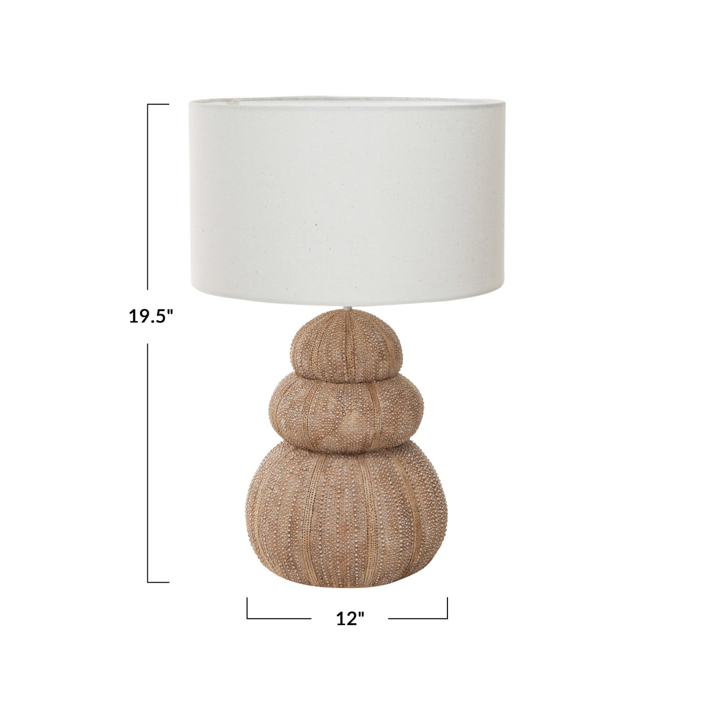 Resin Stacked Sea Urchin Table Lamp w/ Linen Shade