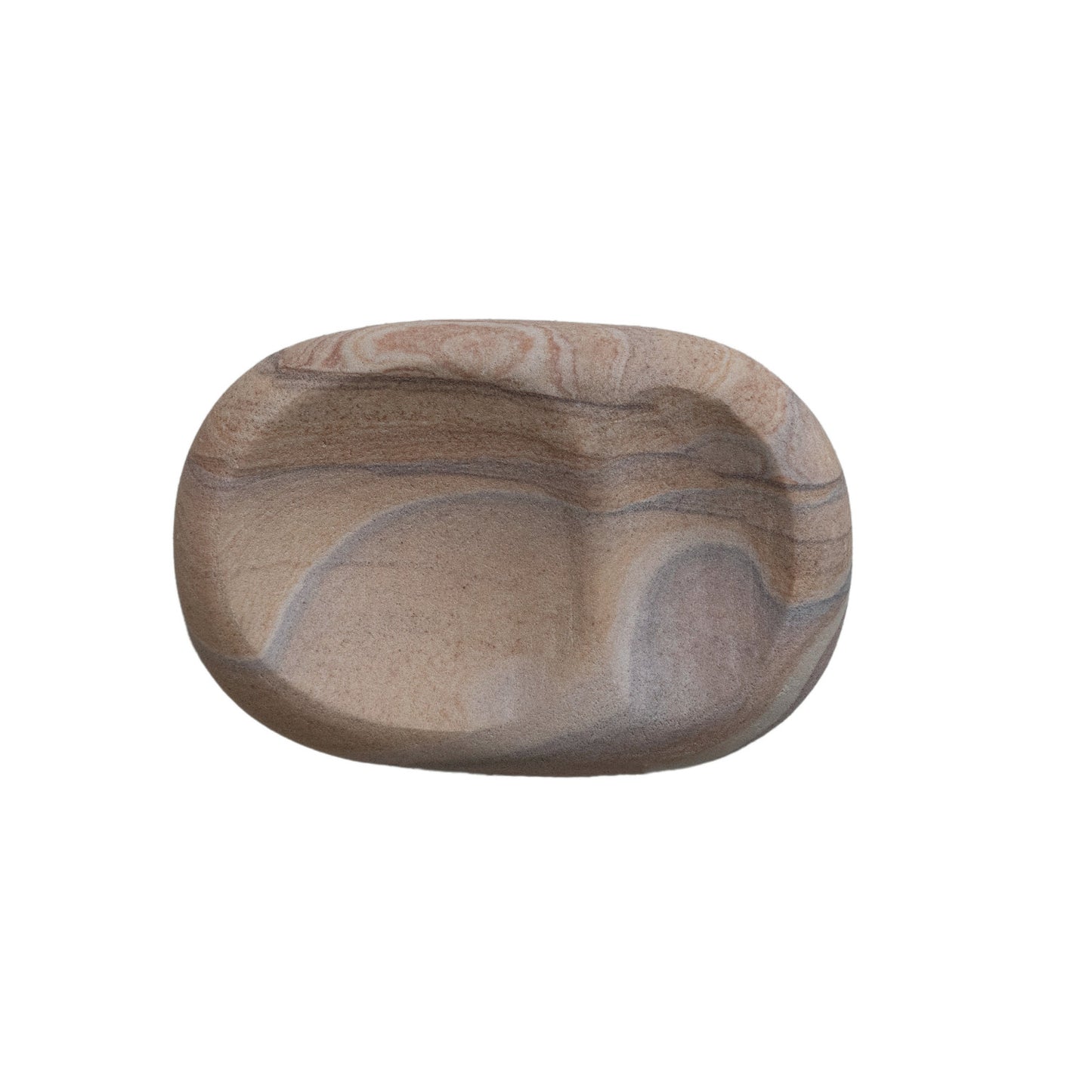 Decorative Sandstone Dish w/ 2 Sections, Natural