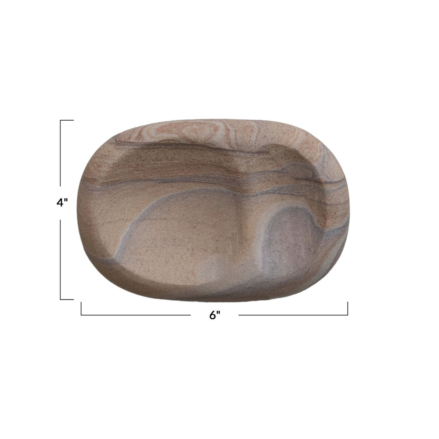 Decorative Sandstone Dish w/ 2 Sections, Natural