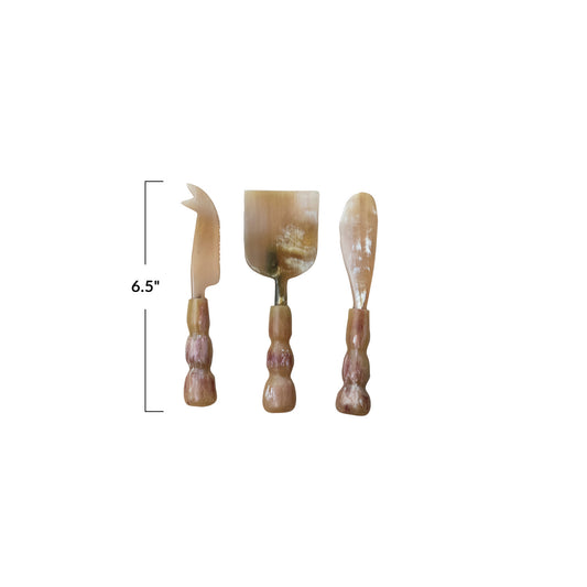 Natural Horn Cheese Servers, Set of 3 in Bag (Each One Will Vary)