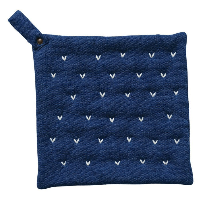Cotton Slub Pot Holder w/ Kantha Stitch, 2 Styles
