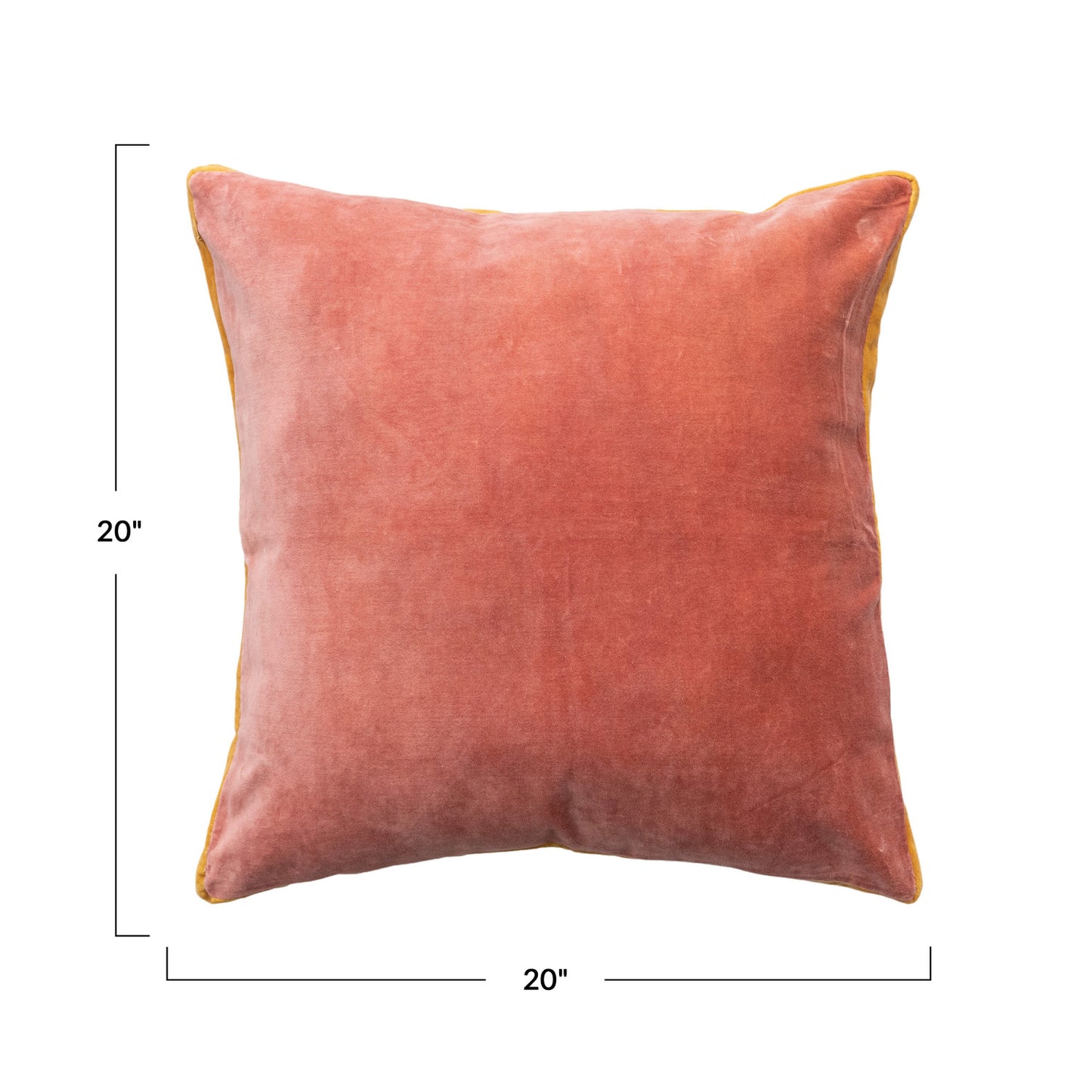 20" Square Cotton Velvet Pillow w/ Contrasting Gusset