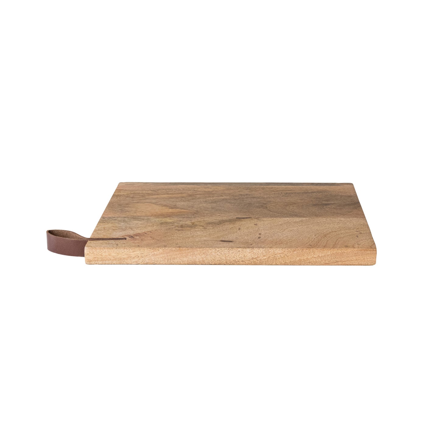 Mango Wood Cheese/Cutting Board with Leather Handle, Natural