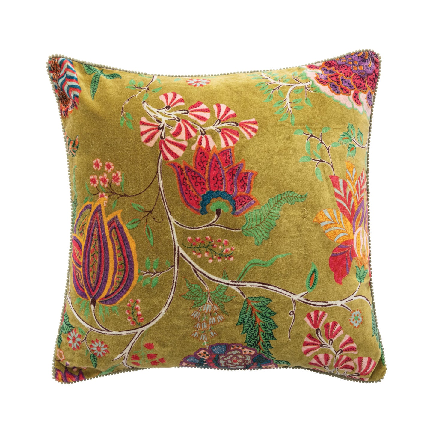 20" Square Cotton Blend Velvet Printed Pillow