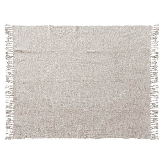 60"L x 50"W Woven Cotton Chenille Throw with Fringe, Natural