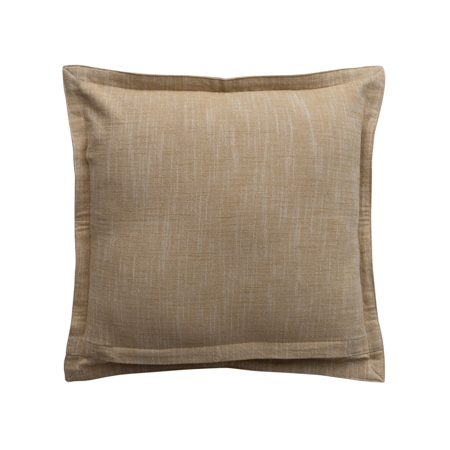 18" Square Woven Cotton Pillow with Striped Flange Edge