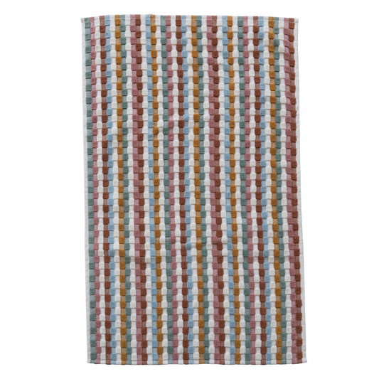 Woven Cotton Terry Hand Towel with Geometric Pattern & Loop