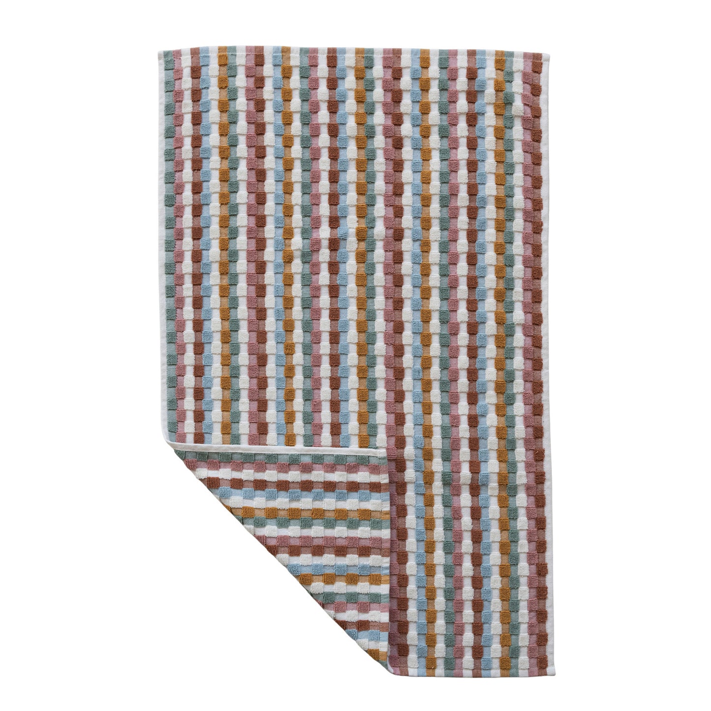 Woven Cotton Terry Hand Towel with Geometric Pattern & Loop