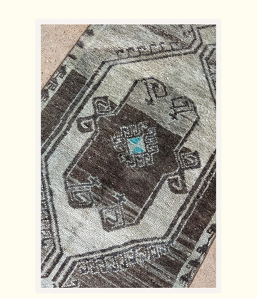 Vintage Turkish Rug- small brown/turquois runner