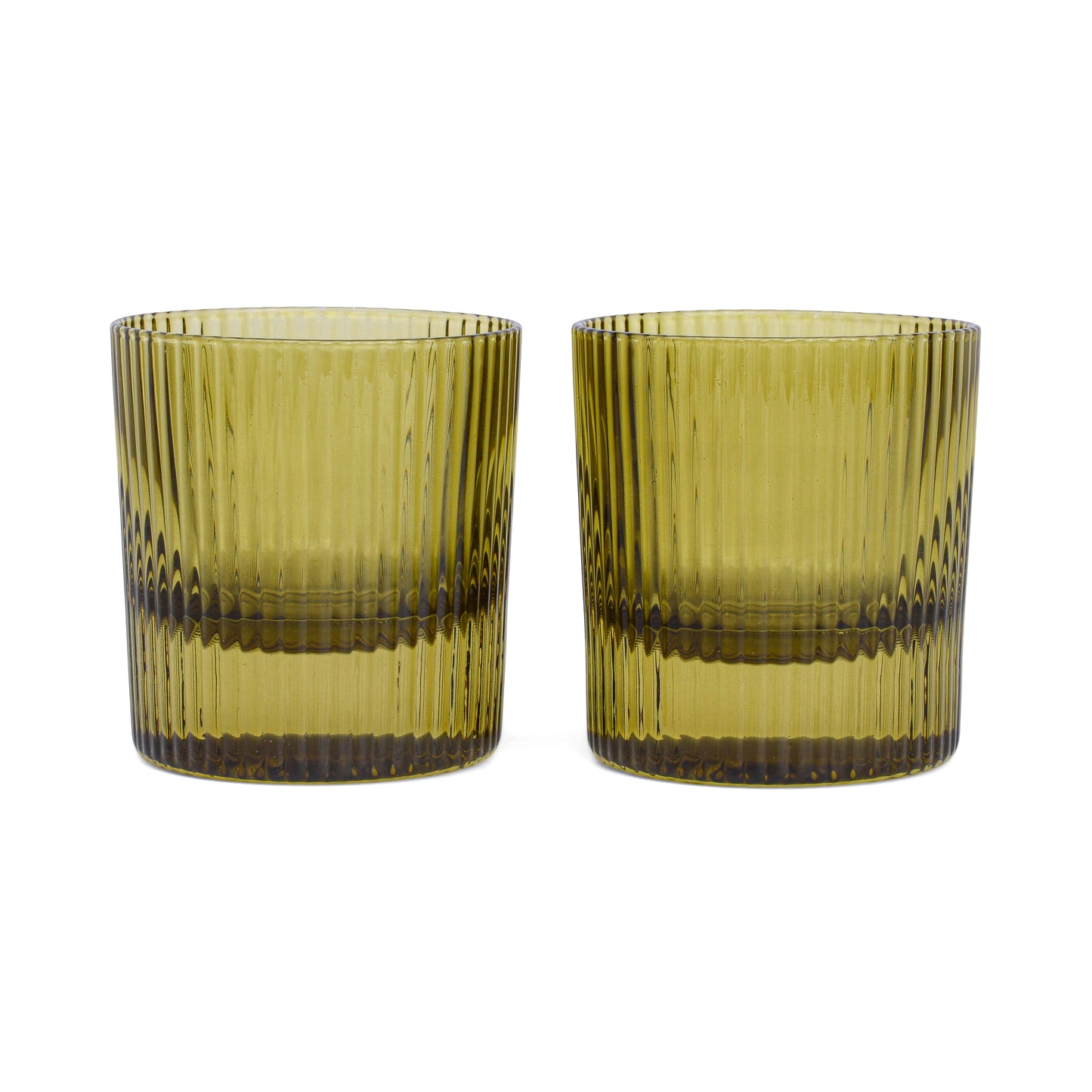 THE SCOUT LOWBALL GLASS - SET OF 2 OLIVE