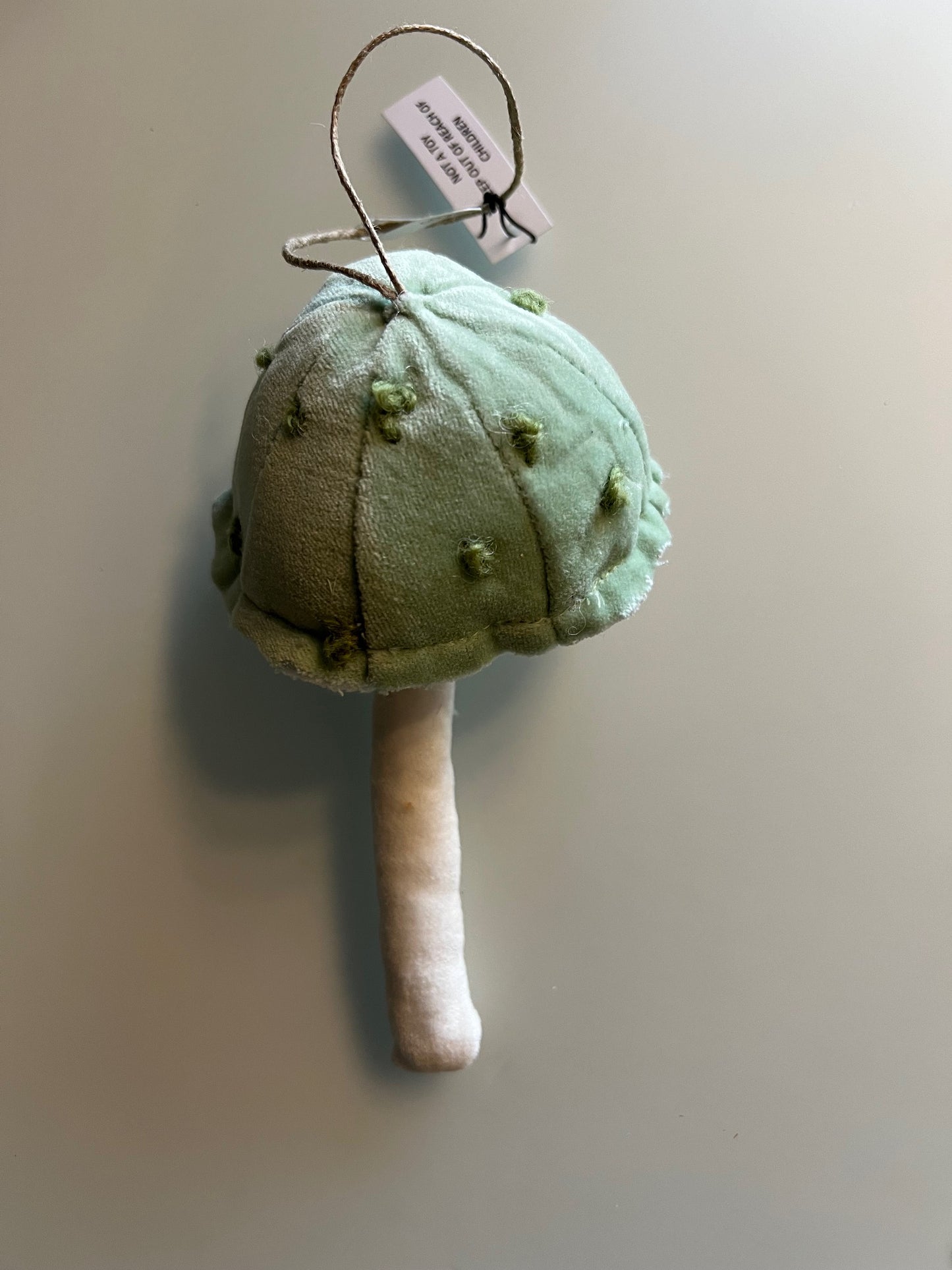 Cotton Velvet Mushroom Ornament w/ Embroidery & French Knots