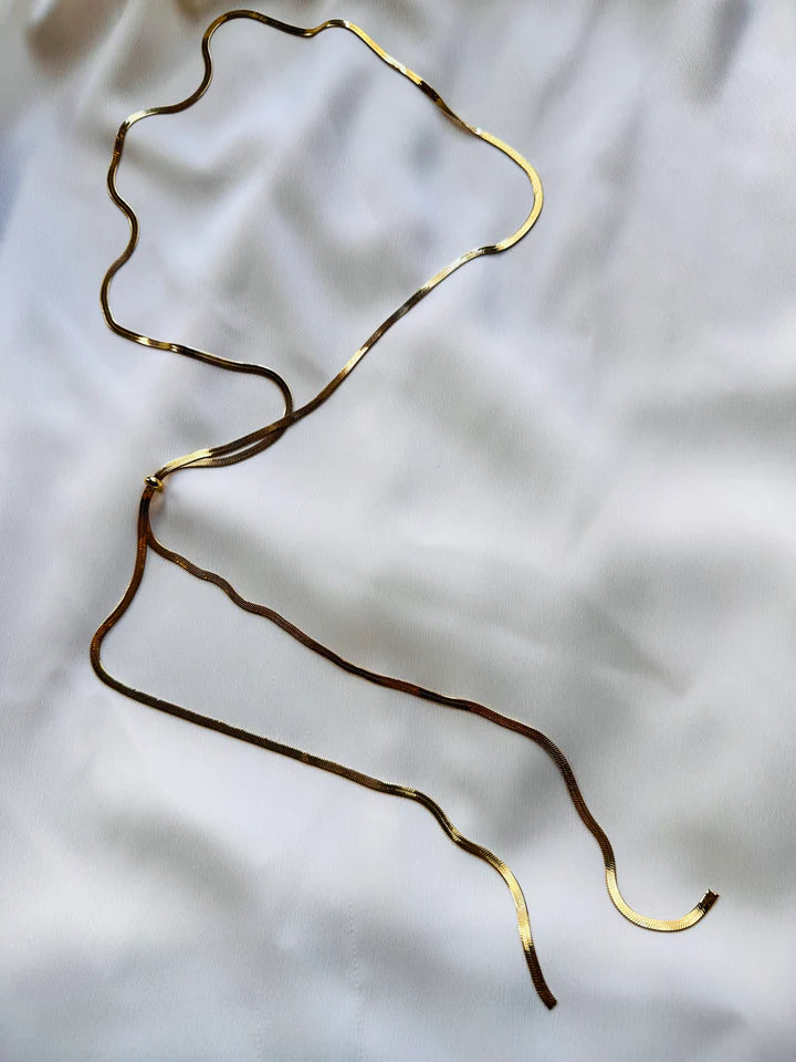 Gold Herringbone Bolo Necklace