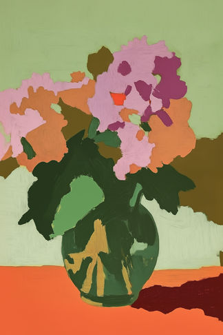 Purple and Orange Flowers Print