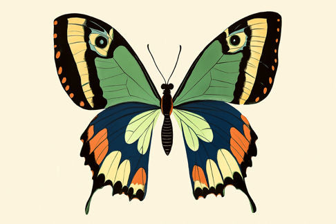 Green Butterfly Print