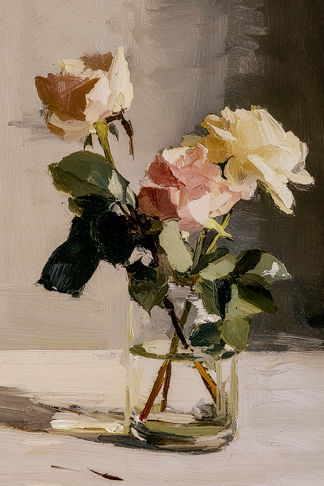 Three Flowers in Glass Print