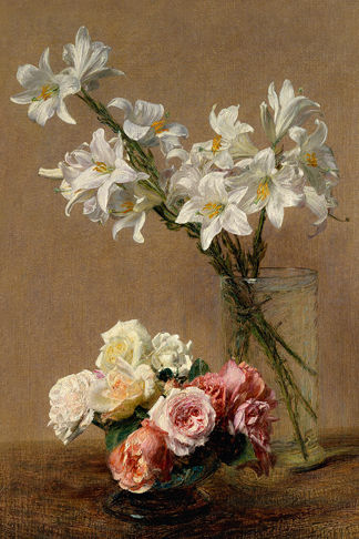 Lilies in Glass Vase Painting Print