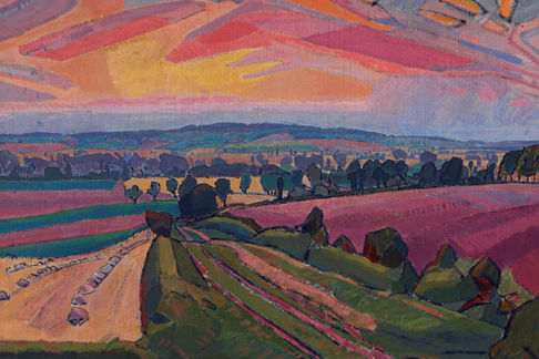 Purple, Red and Blue Farm Sunset Print