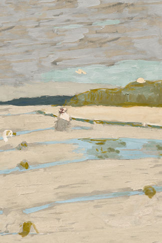 Beach at Low Tide During Sunrise Painting Print