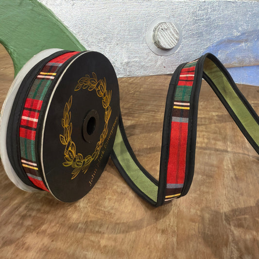 Royal Stewart Ribbon-Olive Plaid