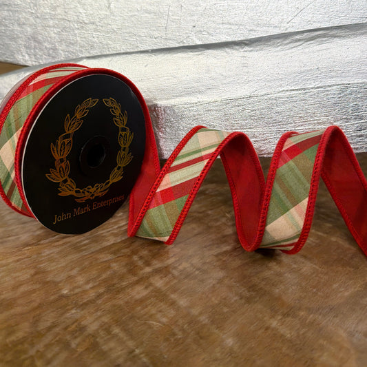 Holiday Tafetta Ribbon-Red Plaid