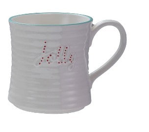 10 oz. Embossed Stoneware Mug with Colored Rim