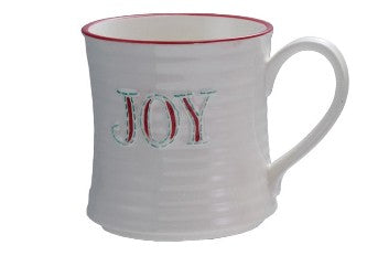 10 oz. Embossed Stoneware Mug with Colored Rim