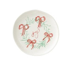 Stoneware Plate with Holiday Wreath & Word