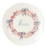 Stoneware Plate with Holiday Wreath & Word