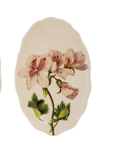 Stoneware Scalloped Plate with Flowers, White, 4 Styles