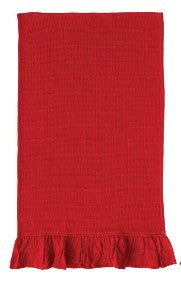 Woven Cotton Waffle Weave Tea Towels with Ruffle