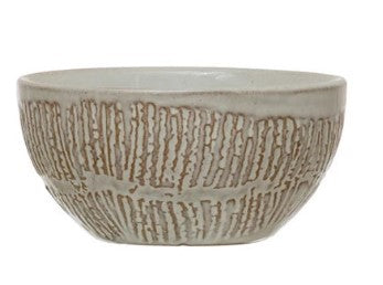 Debossed Stoneware Bowl, 4 Styles