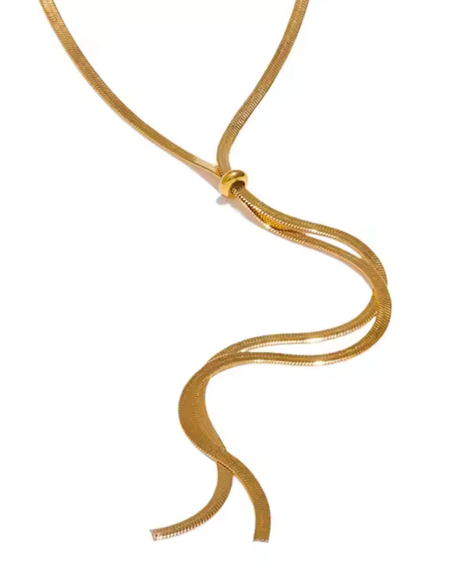 Gold Herringbone Bolo Necklace
