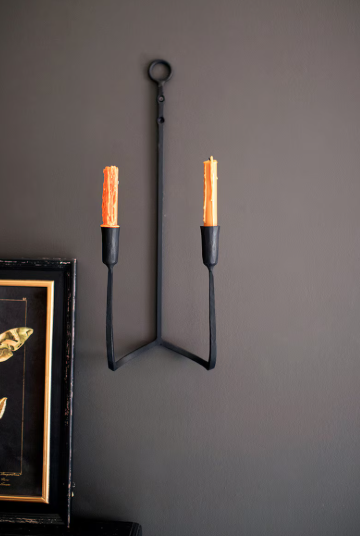 Forged Iron Double Taper Wall Sconce
