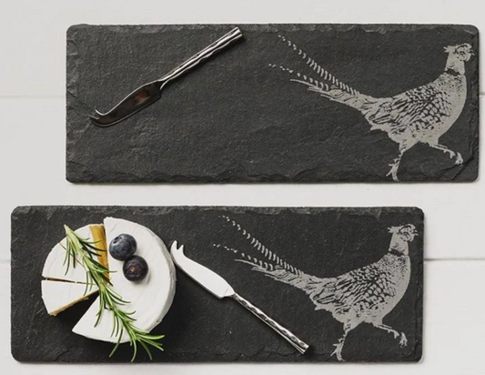 Mini Slate Cheese Board & Knife Sets - Pheasant