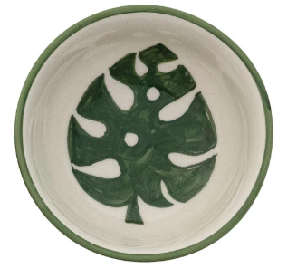Hand-Painted Stoneware Bowl with Pattern & Botanical Inside, 4 Styles (Each One Will Vary)