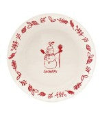 Stoneware Plate with Holiday Design, Icon & Word, White & Red