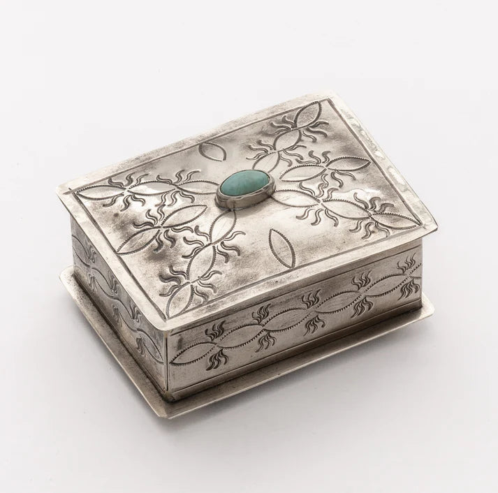 RECTANGLE BOX W- OVAL TURQ.