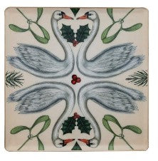 Enameled Metal Trays with Seasonal Botanicals, Birds & Gold Edges