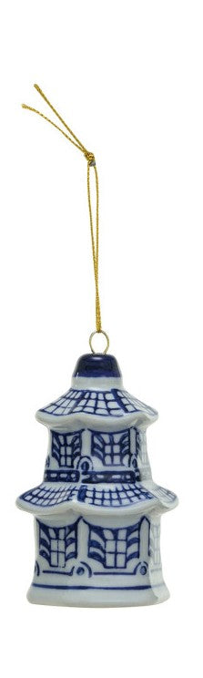 Stoneware Ginger Jar Ornament, Blue & White
