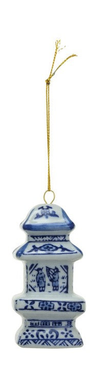 Stoneware Ginger Jar Ornament, Blue & White