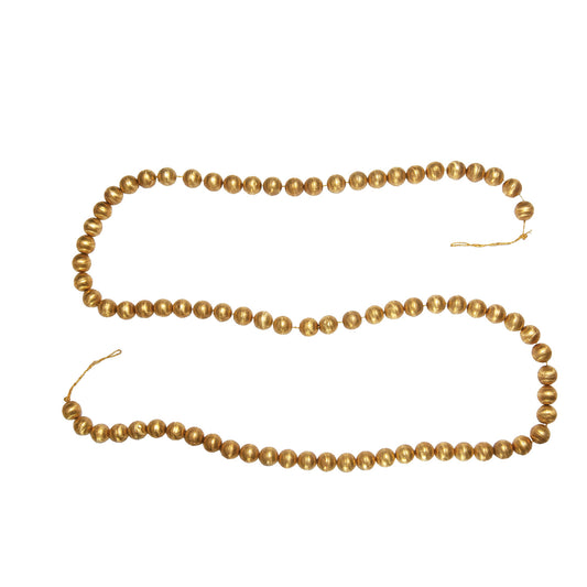 72"L x 3/4"H Handmade Embossed Metal Ball Garland, Gold Finish