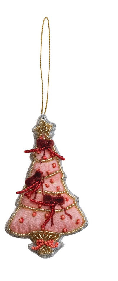 Handmade Beaded Fabric Christmas Tree Ornament